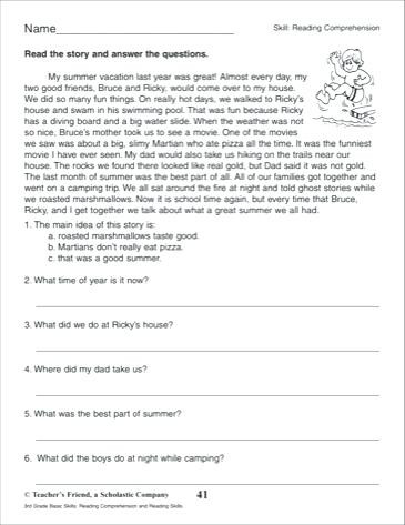 Comprehension Worksheets for Grade 6 Reading Prehension Worksheets Grade 8 – Keepyourheadup