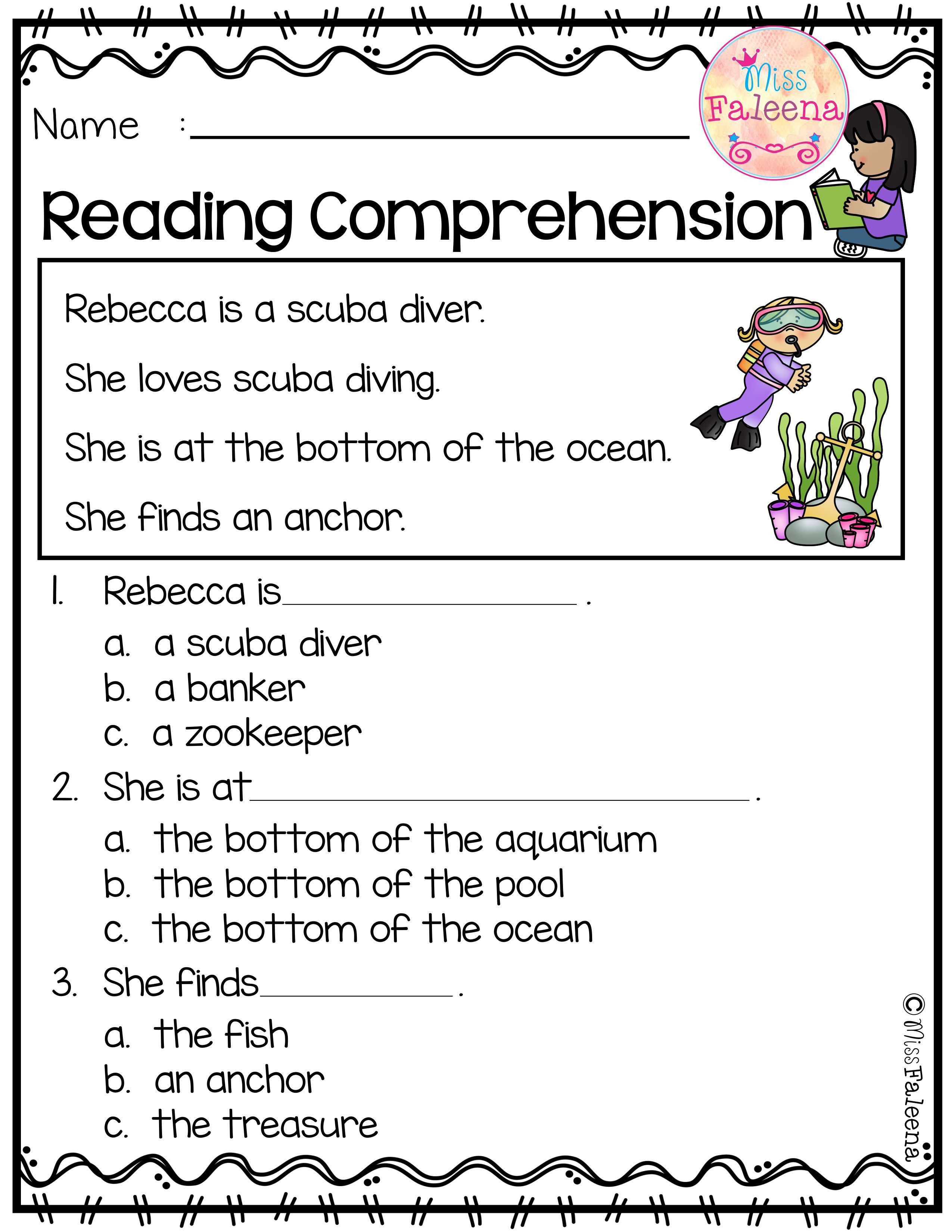 Comprehension Worksheets for Kindergarten June Reading Prehension