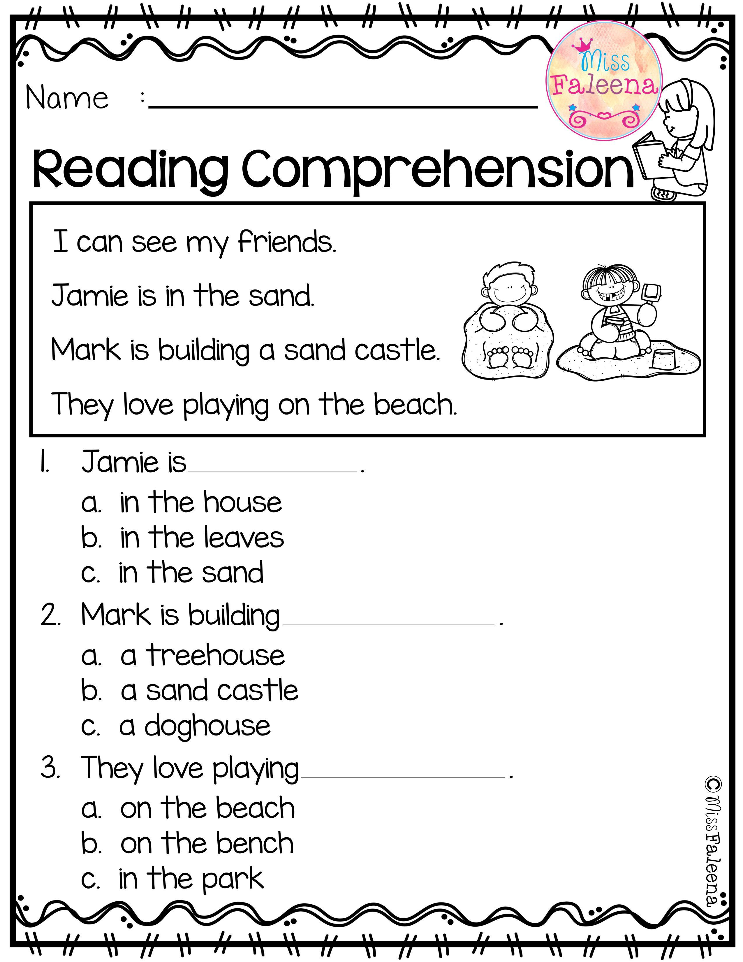 Comprehension Worksheets for Kindergarten June Reading Prehension