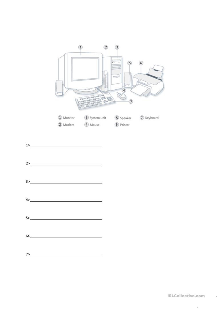 Computer Worksheets for Grade 1 Parts Puter English Esl Worksheets for Distance