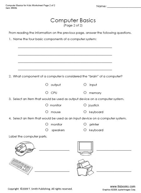 Computer Worksheets for Grade 1 Puter Basics Lesson Worksheets Puterbasicslarge Math