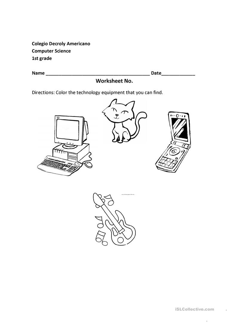 Computer Worksheets for Grade 1 Technology 1st Grade English Esl Worksheets for Distance