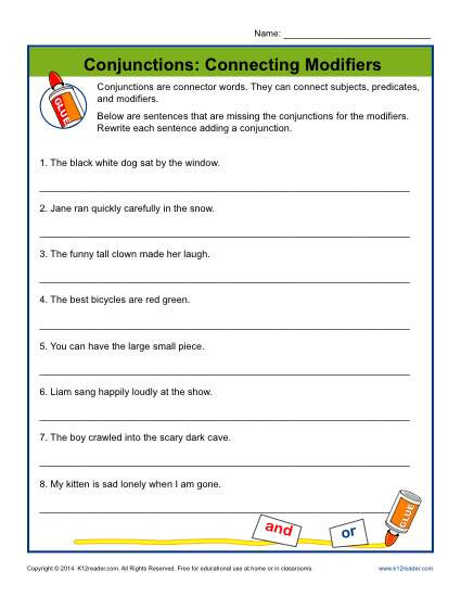 20 Conjunction Worksheet 3rd Grade Desalas Template