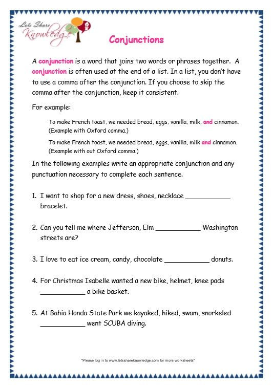 Conjunction Worksheet 3rd Grade Grade 3 Grammar topic 19 Conjunctions Worksheets