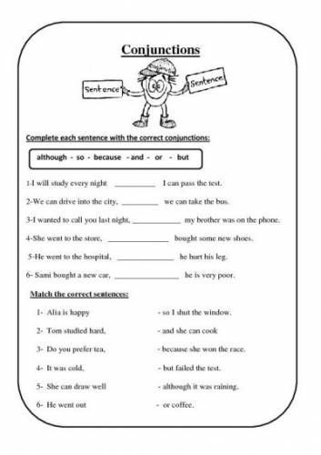 Conjunction Worksheet 5th Grade Free Conjunction Worksheets