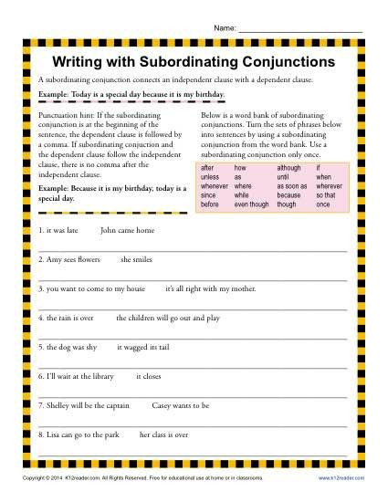 20 Conjunction Worksheet 5th Grade Desalas Template