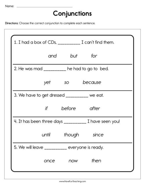 20 Conjunction Worksheets 6th Grade Desalas Template