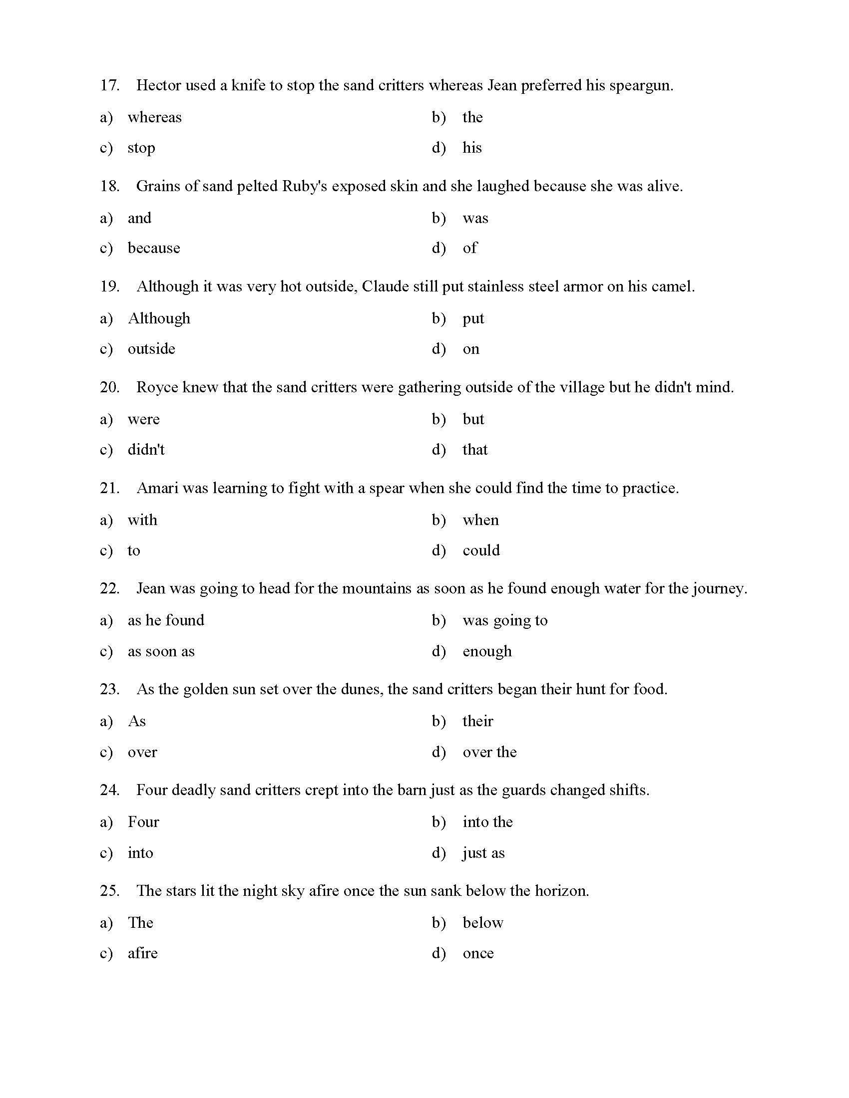 Conjunction Worksheets 6th Grade Subordinating Conjunctions Worksheet Reading Level 2