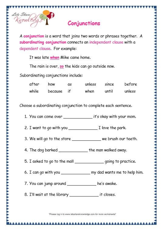 Conjunctions Worksheets for Grade 3 Grade 3 Grammar topic 19 Conjunctions Worksheets