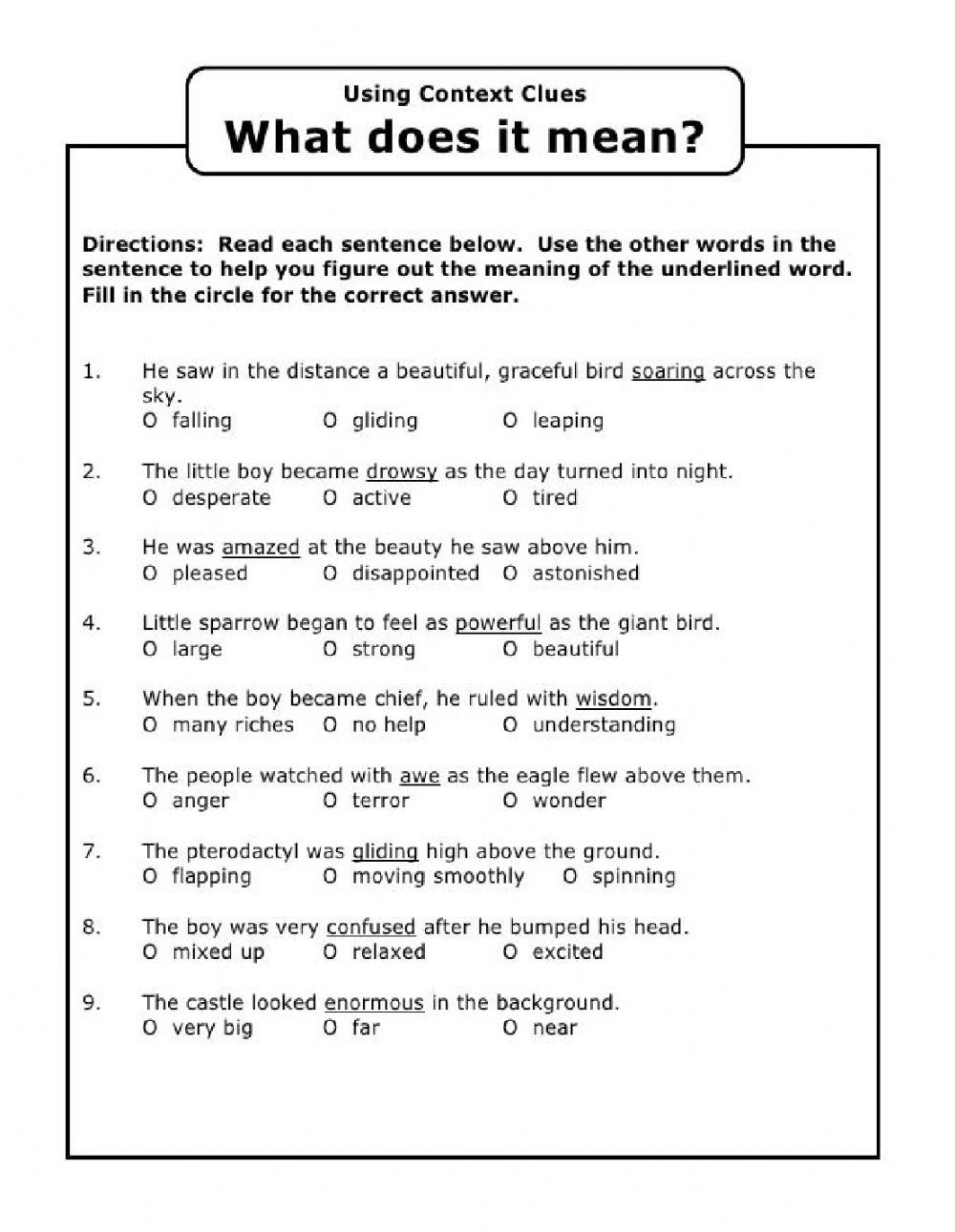 Context Clues 5th Grade Worksheets Context Clues Interactive Worksheet