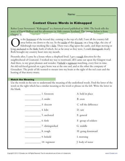 Context Clues 5th Grade Worksheets Context Clues Worksheets for 4th and 5th Grade
