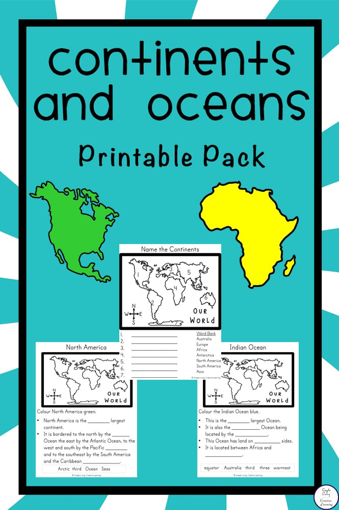 Continents and Oceans Printable Worksheets Free Continents and Oceans Printable Pack Simple Living