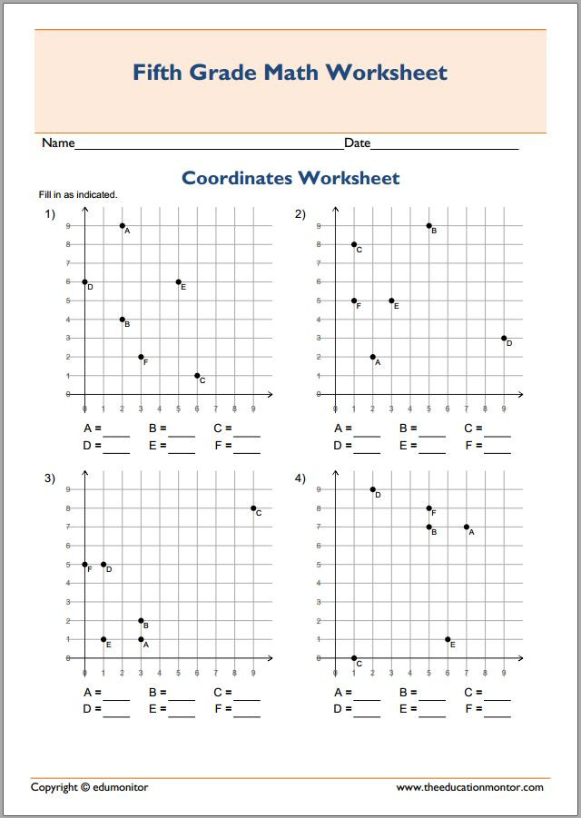 Coordinate Grids Worksheets 5th Grade Plotting Points 5th Grade Worksheets