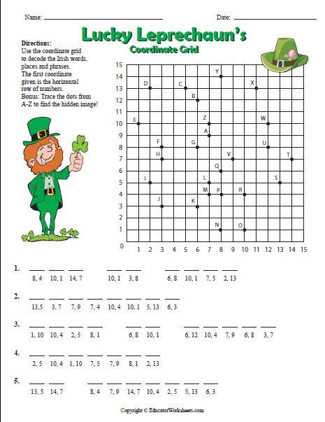 Coordinate Plane Worksheet 5th Grade Use the Coordinate Grid to Decode the Irish Words Places