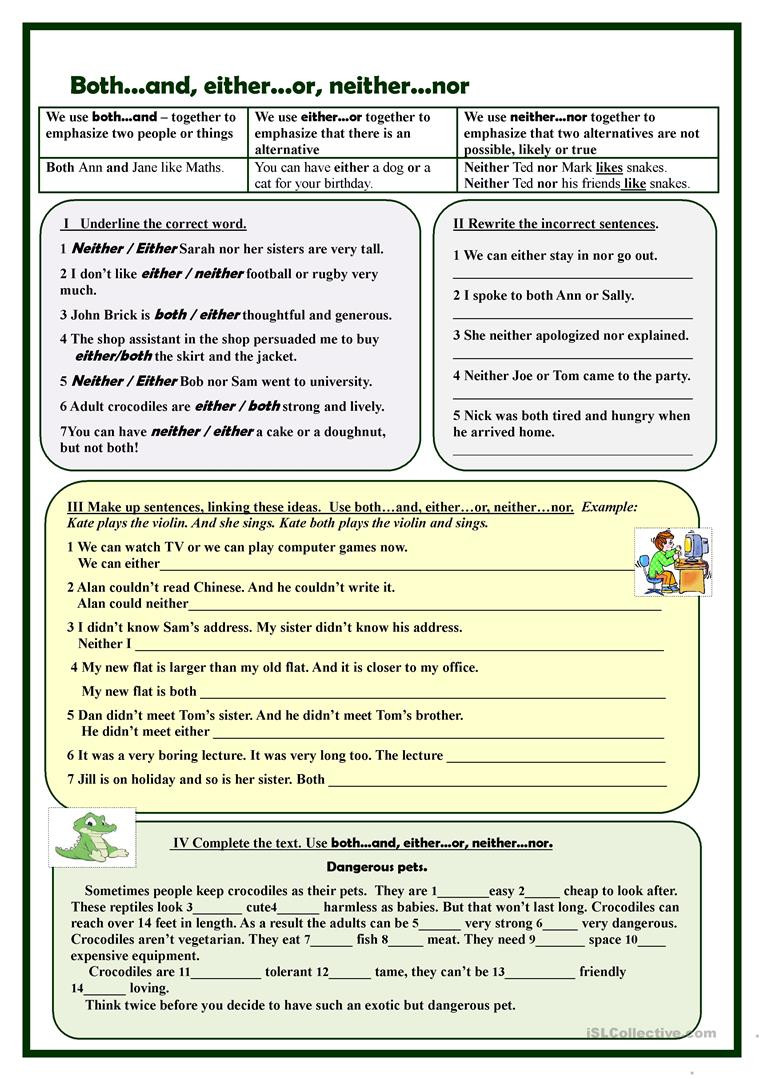 Correlative Conjunctions Worksheet 5th Grade Both D Either or Neither nor Exercises