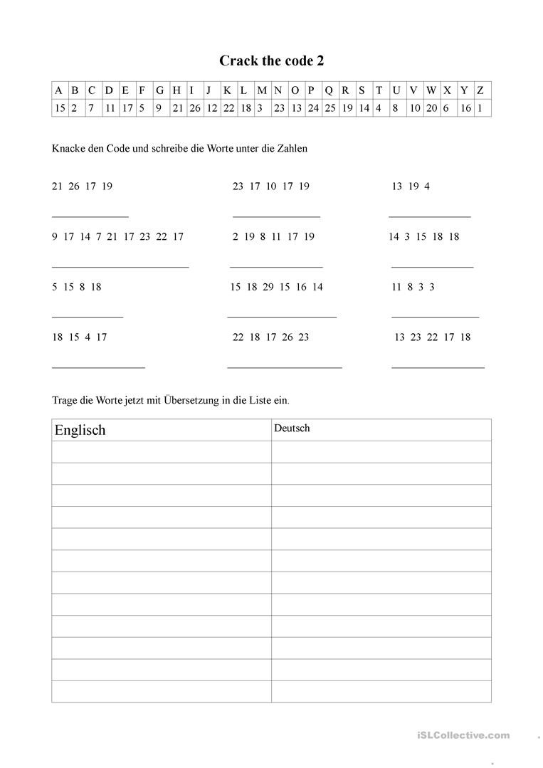 Crack the Code Worksheets Printable Crack the Code 2 English Esl Worksheets for Distance