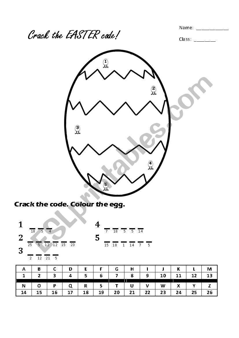 Crack the Code Worksheets Printable Crack the Easter Code Esl Worksheet by Alphanumeric