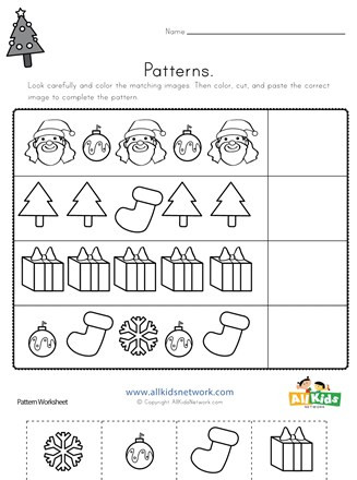 Cut and Paste Worksheets Kindergarten Christmas Cut and Paste Patterns Worksheet
