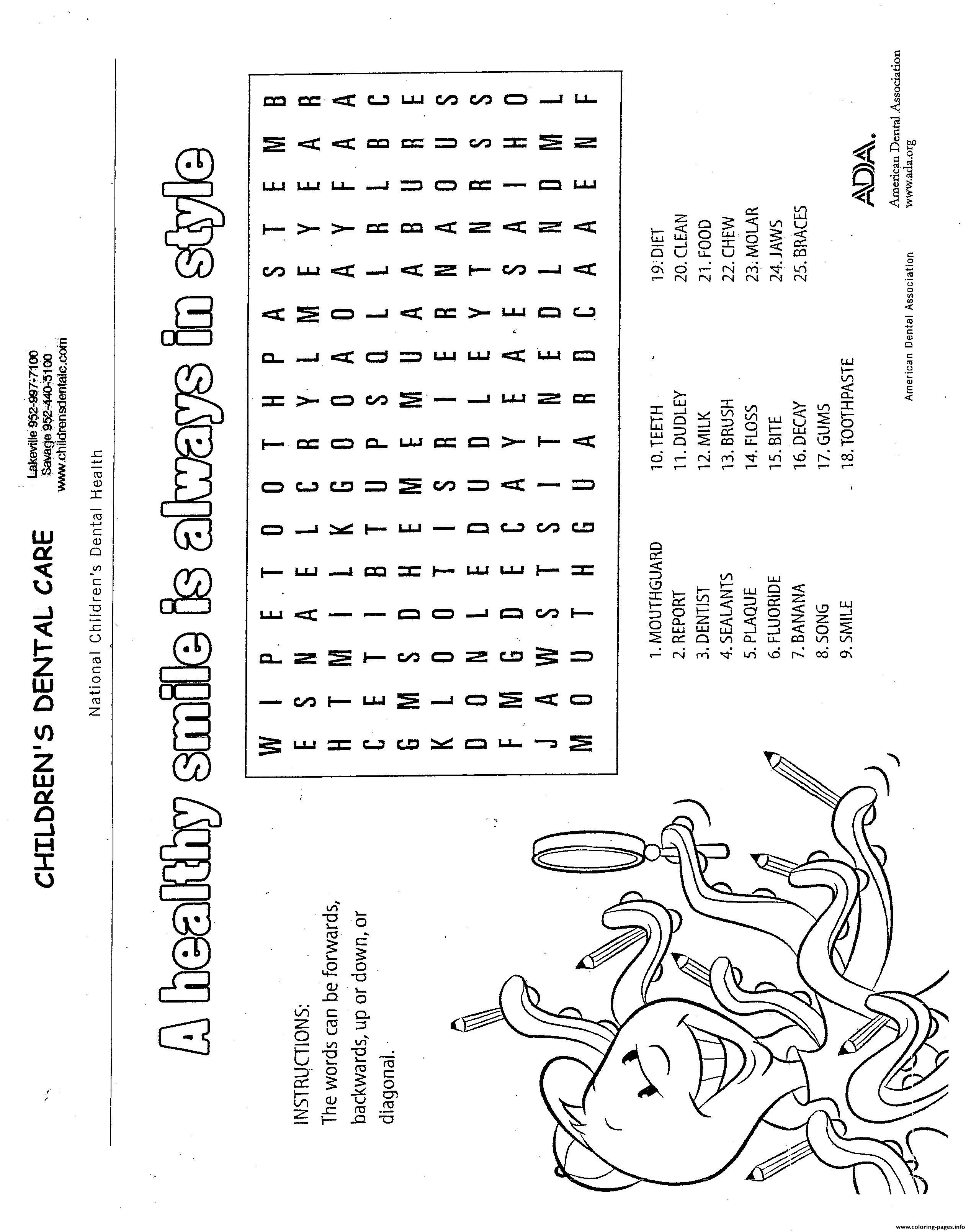 Dentist Worksheets for Kindergarten Activity Sheets Childrens Dental Care Coloring Pages Printable