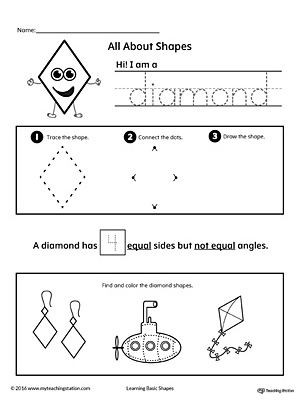 Diamond Worksheets for Preschool All About Diamond Shapes