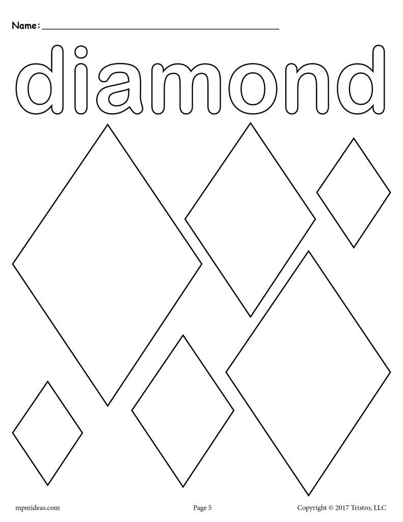 Diamond Worksheets for Preschool Diamonds Coloring Page