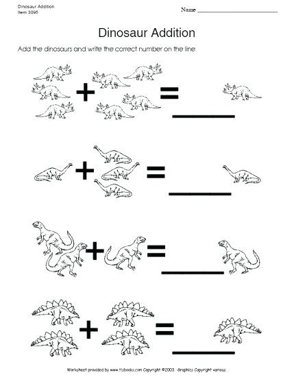 Dinosaur Worksheets for Kindergarten Dinosaur Math Worksheets Snapshot Image Dinosaur Addition
