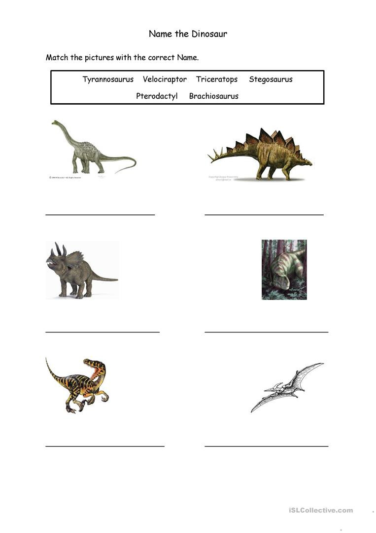 Dinosaur Worksheets Kindergarten Name the Dinosaur English Esl Worksheets for Distance