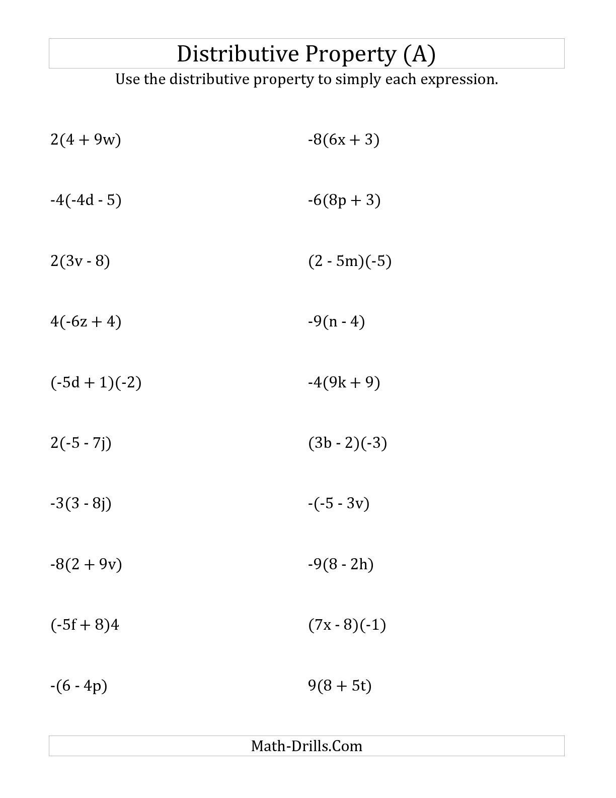 Distributive Property Worksheets 9th Grade the Using the Distributive Property Answers Do Not Include