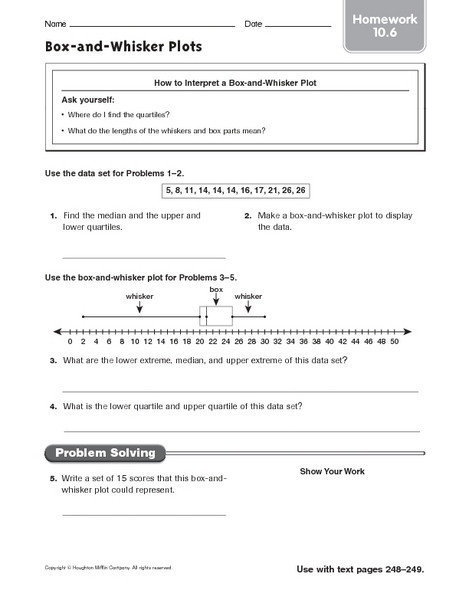 Dot Plot Worksheets 6th Grade Box and Whisker Plots Homework 10 6 Worksheet for 6th
