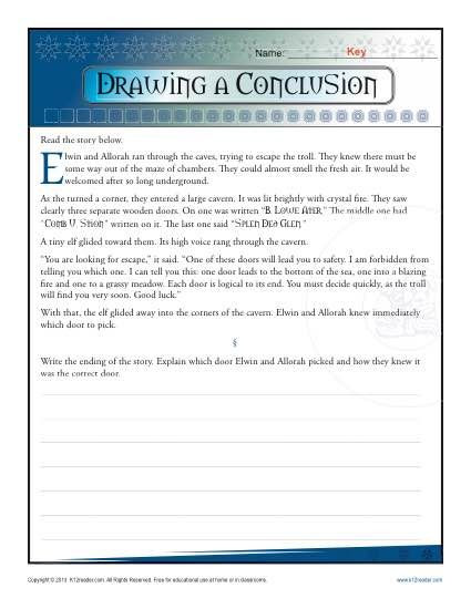 Drawing Conclusions Worksheets 4th Grade Drawing A Conclusion Worksheets