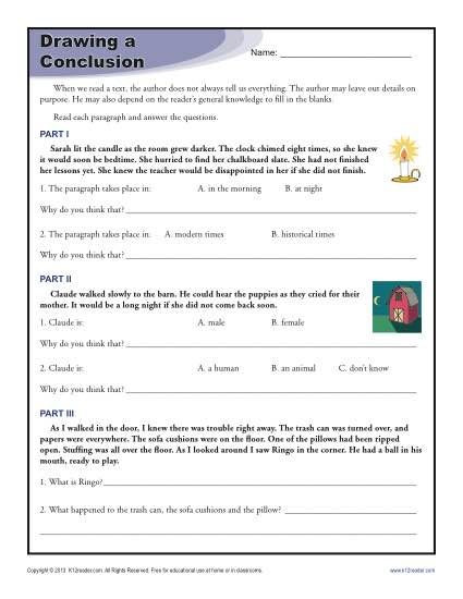 Drawing Conclusions Worksheets 4th Grade Drawing Conclusions Worksheets for 4th Grade