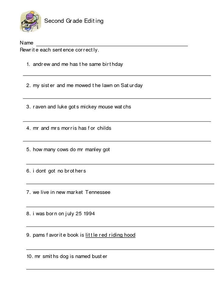Editing Worksheet 2nd Grade Editing Worksheets 3rd Grade