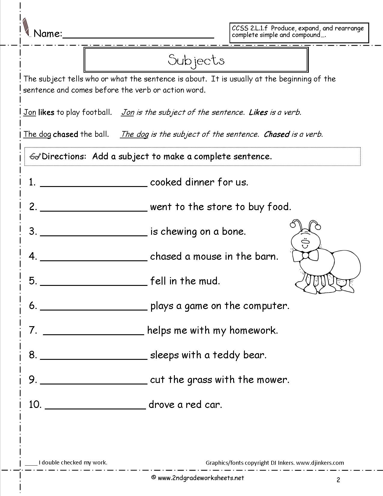 Editing Worksheet 2nd Grade Second Grade Sentences Worksheets Ccss 2 L 1 F Worksheets