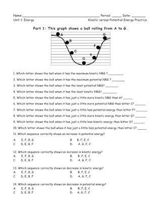 Energy 4th Grade Worksheets Free Potential and Kinetic Energy Worksheets