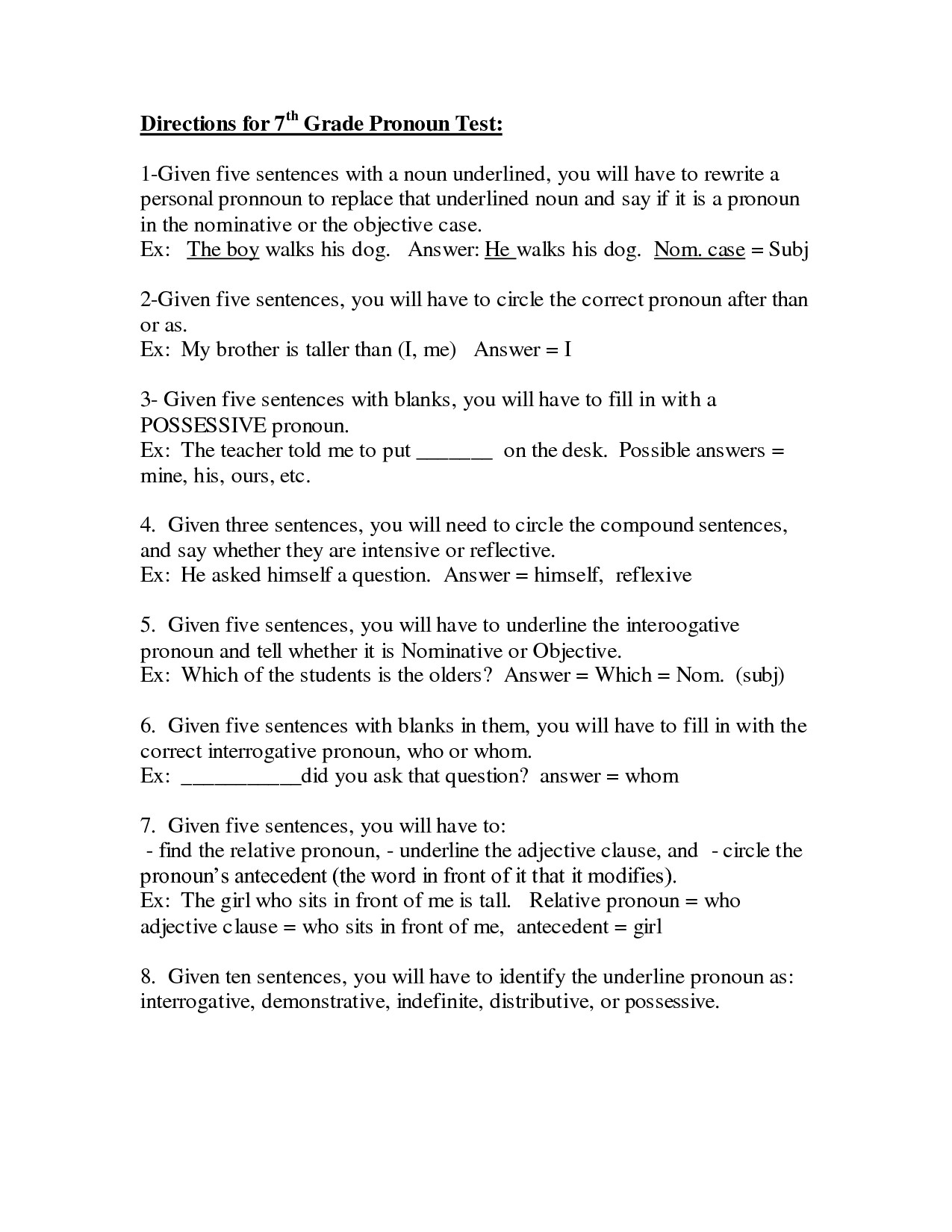 English Worksheets for 8th Grade 7th Grade Language Worksheets