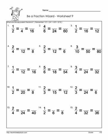 Equivalent Fraction Worksheets 5th Grade Equivalent Fractions 9 Worksheets
