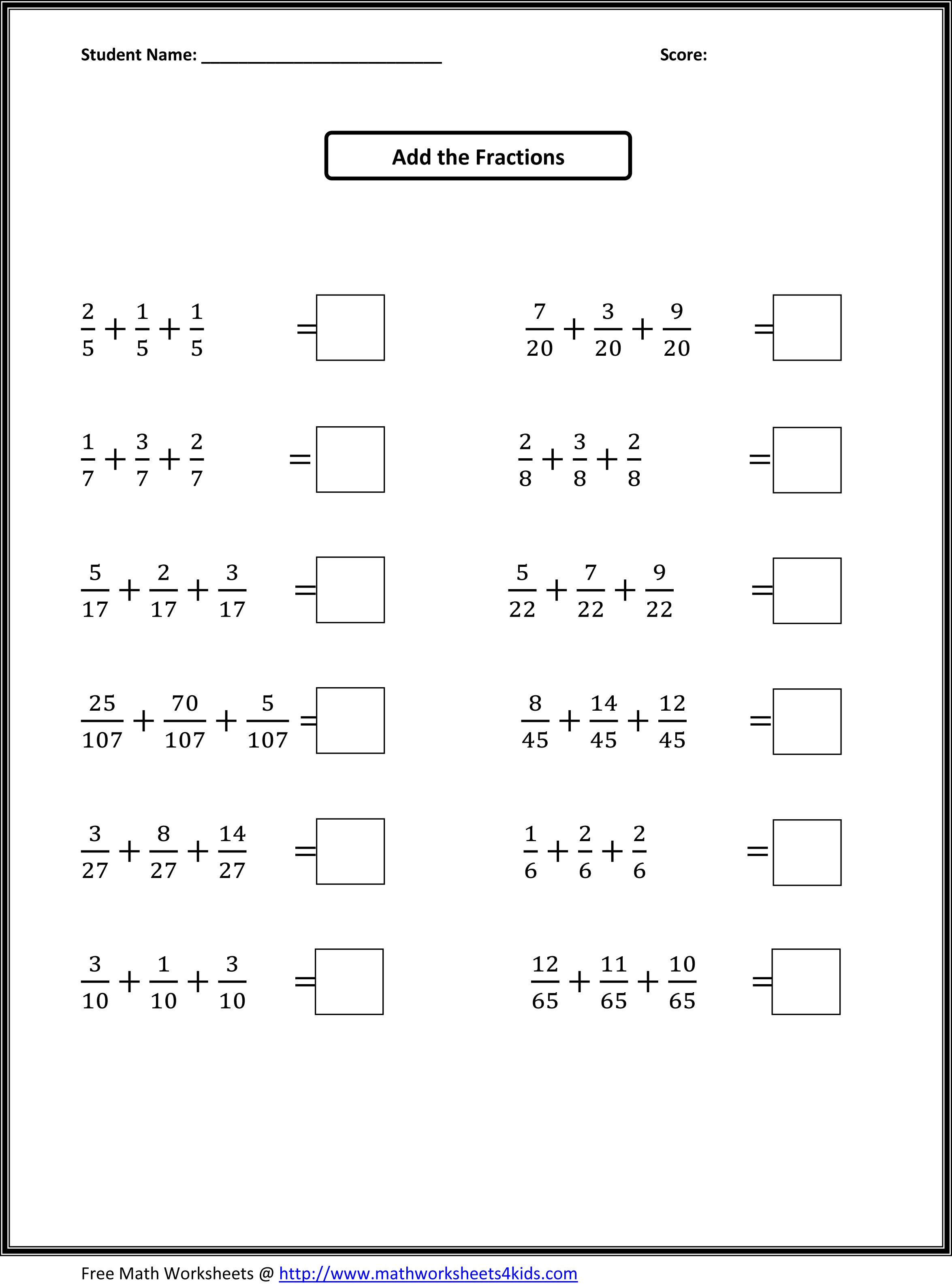 Equivalent Fraction Worksheets 5th Grade Printable Worksheets by Grade Level and by Skill