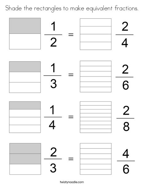 Equivalent Fractions Coloring Worksheet Shade the Rectangles to Make Equivalent Fractions Coloring