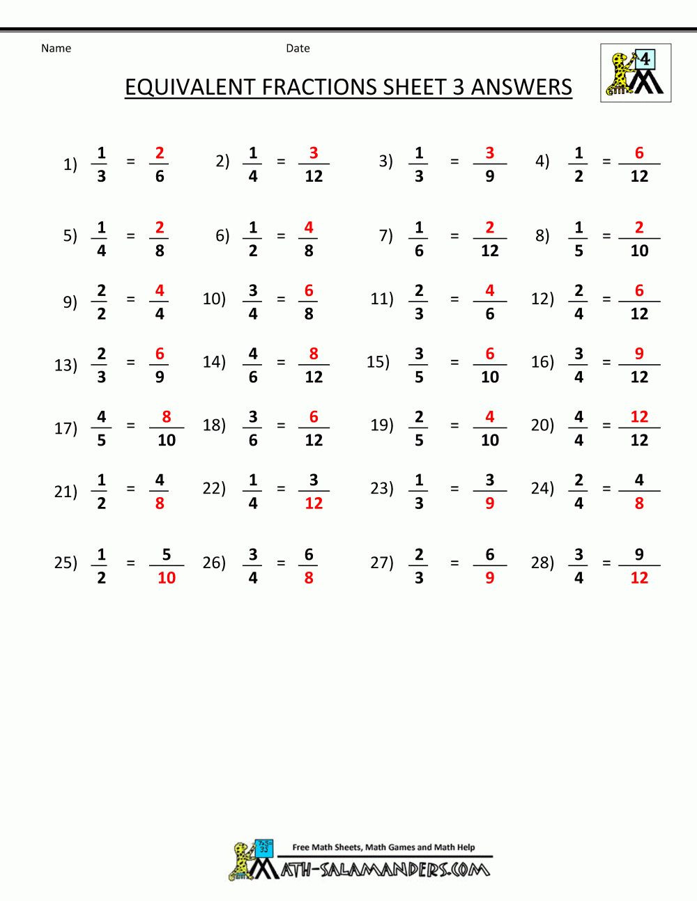 Equivalent Fractions Worksheets 5th Grade Equivalent Fractions Worksheet 5th Grade