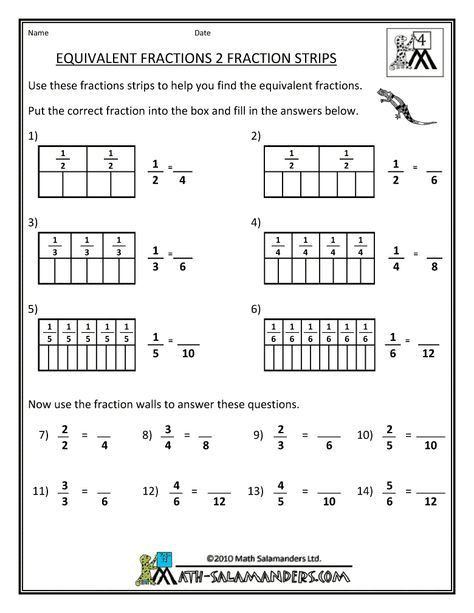 Equivalent Fractions Worksheets 5th Grade Equivalent Fractions Worksheet