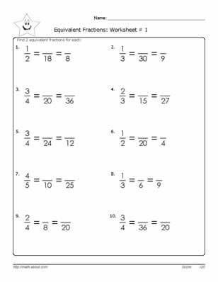 Equivalent Fractions Worksheets 5th Grade Equivalent Fractions Worksheets 5th Grade