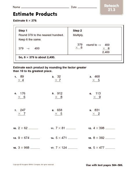 Estimating Products Worksheets 4th Grade Estimating Products Worksheets – Timothyfregosoub
