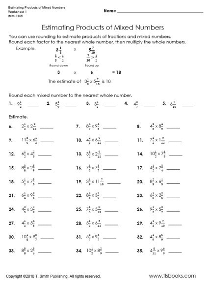 Estimating Products Worksheets 4th Grade Estimating the Product Of Mixed Numbers