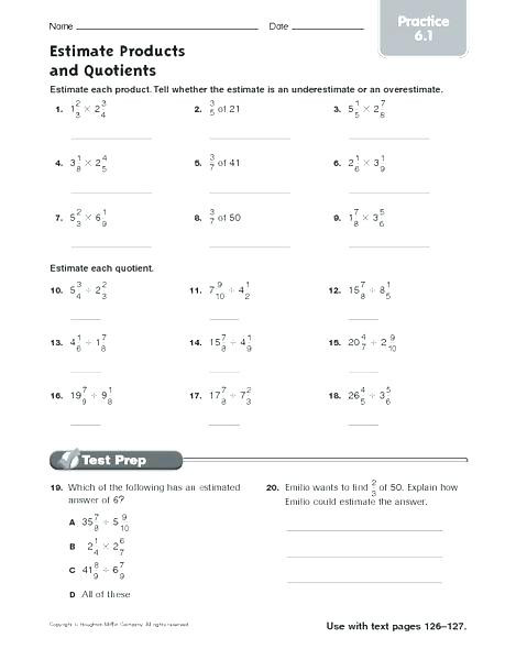 Estimation Worksheet 3rd Grade Estimating Products Worksheets Math Worksheets Estimating