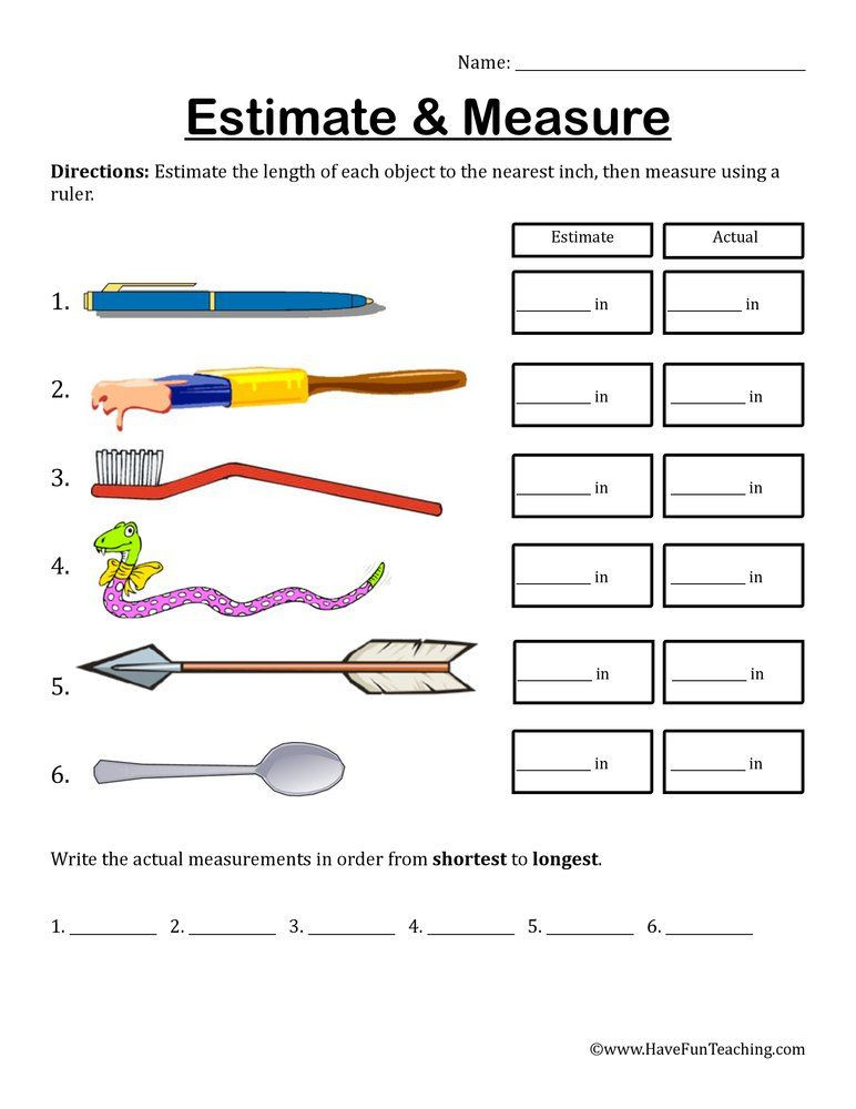 Estimation Worksheet 3rd Grade Resources Math Measurement Worksheets