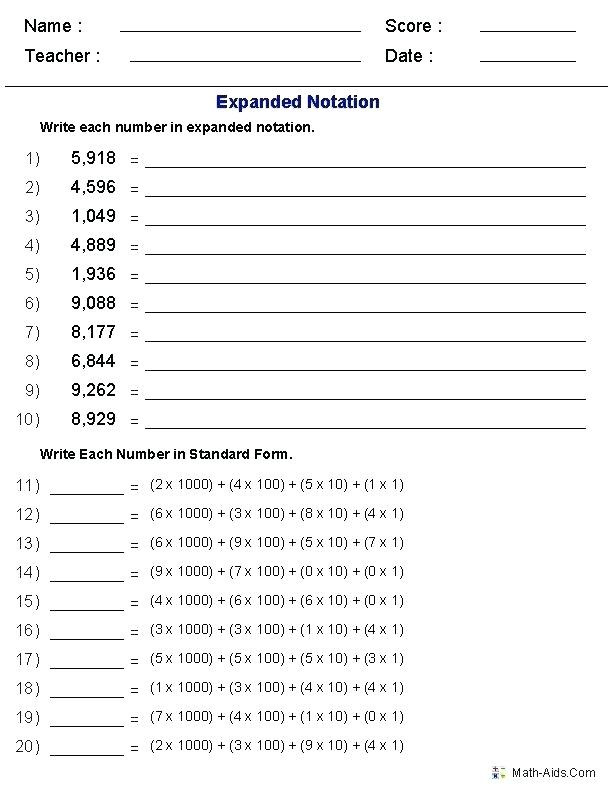 Expanded Notation Worksheets 3rd Grade Math Expanded form – Beatricehewub