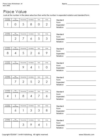 Expanded Notation Worksheets 3rd Grade Place Value Worksheet C4