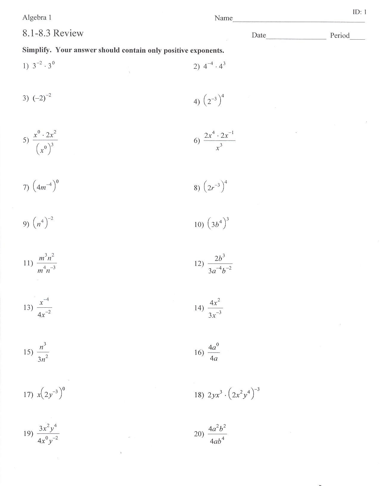 Exponents Worksheets 6th Grade Exponent Worksheets for 6th Grade