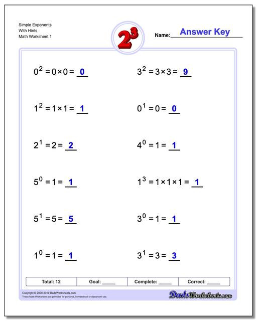 Exponents Worksheets 6th Grade Exponents Worksheets