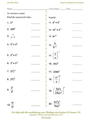 Exponents Worksheets 6th Grade Free Properties Of Exponents Worksheets